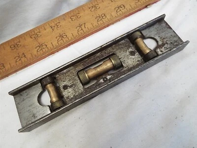 Rare Antique Steel Rollis 7" Machinist I-Beam Level 1896 Patent Tool Brass Vial - Image 1 of 4