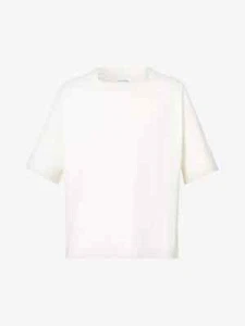 BOTTEGA VENETA Cream SQUARE NECK Drop Shoulder COTTON Jersey T Shirt - Picture 1 of 10