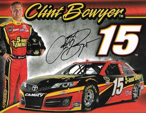 SIGNED 2013 CLINT BOWYER "5 HR ENERGY MWR" #15 NASCAR SPRINT CUP POSTCARD Cover