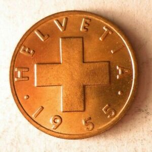 1955 SWITZERLAND RAPPEN - AU/UNC Collectible Coin - FREE SHIP - Bin #165