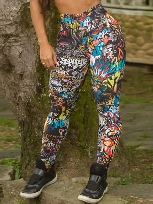 Mujer Años 80 Cintura Alta Gimnasio Leggings Artísticos Estampados Mantecosos Suaves Elásticos Pantalones Foto 1 de 4