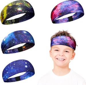 4 Pack Kids Athletic Sweatbands Non-Slip Breathable Headbands for Sports & Gym - Picture 1 of 12