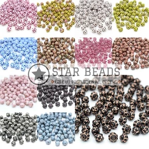 CZECH PRESSED GLASS DAISY BICONE SPACER BEADS 6MM (120PCS) - PICK COLOUR - Picture 1 of 15