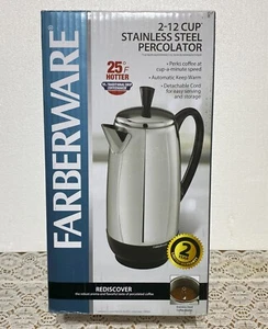NEW SEALED Farberware  Percolator Stainless Steel  2-12 Cups FCP412 - Picture 1 of 2