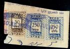 Judaica Israël 3 anciens timbres fiscaux de Tsahal sur découpe 250 fils 50 fils