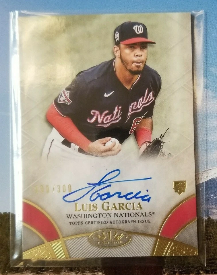 LUIS GARCIA 2021 TOPPS TIER ONE ROOKIE BREAKOUT AUTO #090/300 NATIONALS RC  - Image 1 of 3