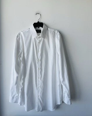 Camisa con botones Nordstrom para hombre blanca algodón Pima calce ajustado sin planchar talla 17 Foto 1 de 4