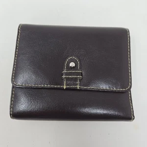 BUXTON Leather Trifold Kiss Lock Leather Wallet NOS Deep Chestnut Brown - Picture 1 of 12