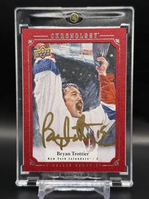 2018-19 UD Chronology Bryan Trottier Timeless Memories Canvas Auto Red /25 - Image 1 of 2
