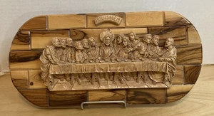 Jerusalem Last Supper Wall Plaque 6" x 12"Olive Wood & Resin Hand Crafted - Picture 1 of 7