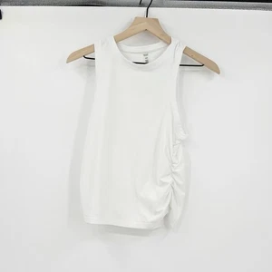 Beyond Yoga White Sleeveless Top Ruched Side Lightweight Semi Sheer Size M - Picture 1 of 7