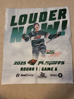 MN Wild 2025 Matt Boldy Playoff Rally Towel Game 6 - Fleury's last game - Image 1 of 2