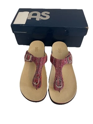 SAS Womens Sanibel Comfort Thong Sandal Sz 10. 5  Rainbow Red Slip On Shoes - Image 1 of 4
