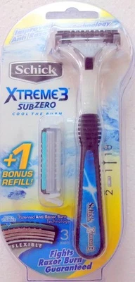 Schick Xtreme3 SubZero Razor with 2 free Cartridges +1 free Razor Shower Hanger - Image 1 of 3