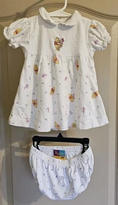 Vintage Disney Baby POOH Embroidered Dress With Matching Diaper Cover 3 - 6 mo - Image 1 of 4