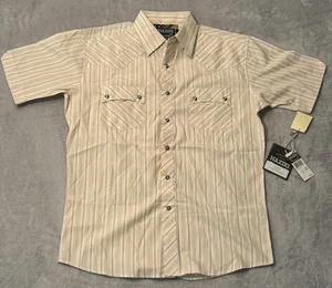 Maxini Premium Western Shirt Mens M Medium Beige Pearl Snap Button Cowboy Rodeo - Picture 1 of 13