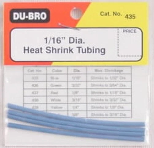 Du-Bro 3x1/16 Blue Heat Shrink Tubing Pack (4 pcs) DUB435 - Image 1 of 1