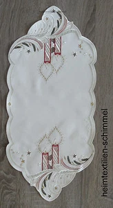 PLAUENER SPITZE Tischdeckchen Tischdecke Tischläufer WEIHNACHTEN 26x56cm KERZEN - Picture 1 of 4