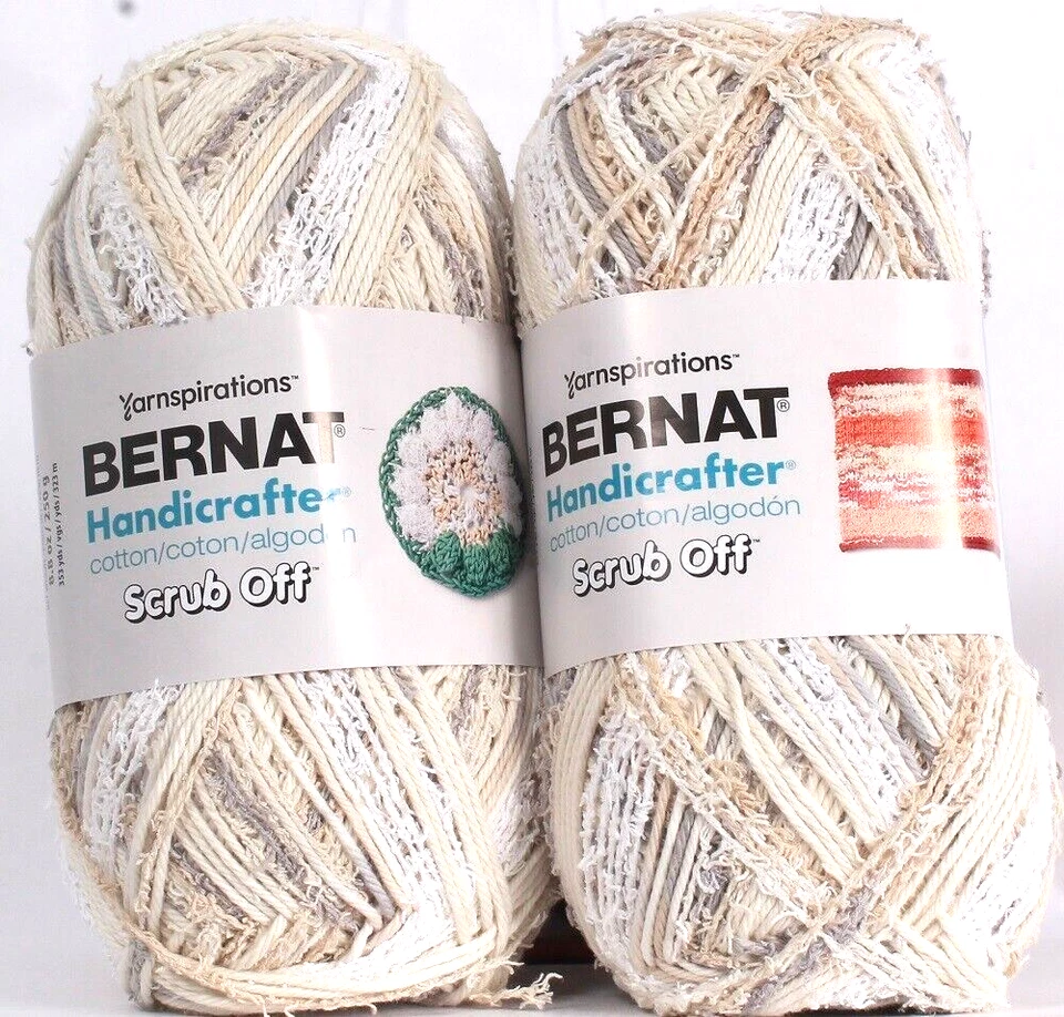 2 Count Bernat 8.8oz Handicrafter Scrub Off 74001 Linen 100% Cotton Yarn - Image 1 of 1