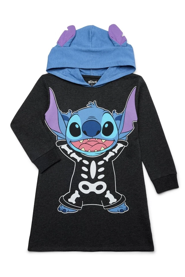 迪士尼Lilo & Stitch女孩衬衫连衣裙万圣节服装连帽衫尺寸4-12角色扮演 — 第 1/4 张图片