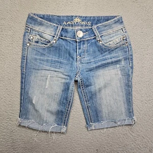 Almost Famous Jean Shorts Youth Girls Size 5 Medium Wash Denim Casual Walking - Picture 1 of 14
