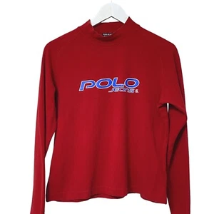 POLO JEANS RALPH LAUREN Youth Large Red Mock New Long Sleeve Turtleneck - Picture 1 of 10