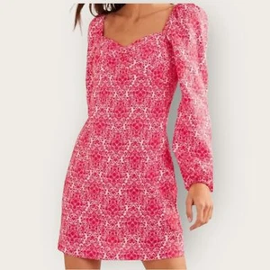 Boden Puff Sleeve Red and White Mini Dress Size 14 - Picture 1 of 8