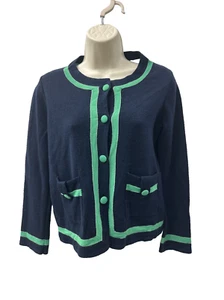 J. Crew Womens Varsity Cardigan Sweater XS Blue Yellow Button - Picture 1 of 8