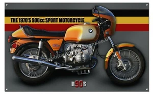 THE 1970'S 900cc SPORT MOTORCYCLE R90S MOTORCYCLE ART METAL SIGN. 16" X 10". - Picture 1 of 1