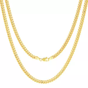 18K Yellow Gold Solid 3.5mm Mens Miami Cuban Link Chain Necklace Lobster 22" - Picture 1 of 10