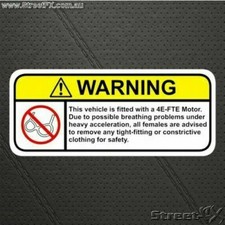 4EFTE Visor Warning Sticker Decal Funny Motor Engine for Toyota Corolla Starlet