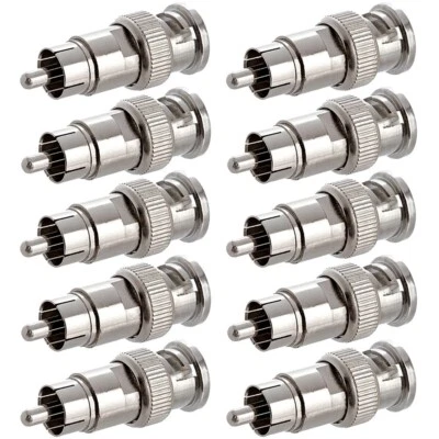 10 Pcs BNC Male to RCA Male Coax Coaxial Cable Connector Adapter For CCTV Camera - Image 1 of 2
