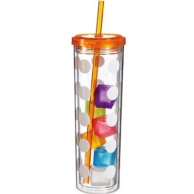 Cubitos de hielo congelables Cypress Home REFRESH con aislamiento de lunares NARANJA 16 oz Foto 1 de 3