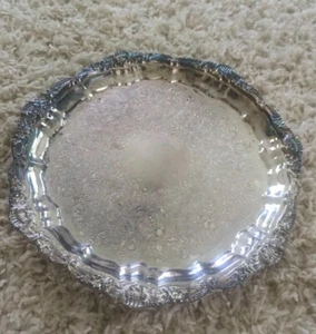 Vintage EPCA Silber Teller Poole 3208 Fuß gemustert Tablett 10 1/4" - Bild 1 von 6