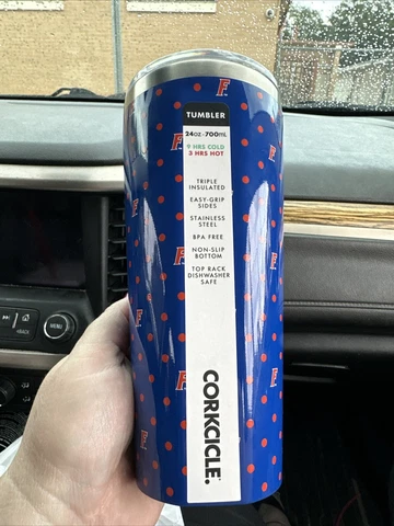 Corkcicle NCAA 24 Oz Florida Gators Triple Insulated Stainless Steel Tumbler Cover