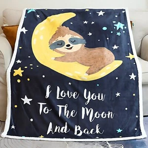 Sloth Blanket I Love You to The Moon and Back Blanket Sloth Gifts for Women G - Picture 1 of 10