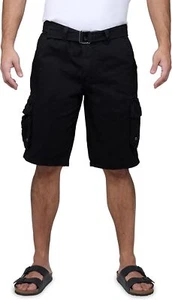 Mens Belted Cargo Shorts Knee Length Relaxed Fit Cotton Big and Tall Pocket - Picture 1 of 67