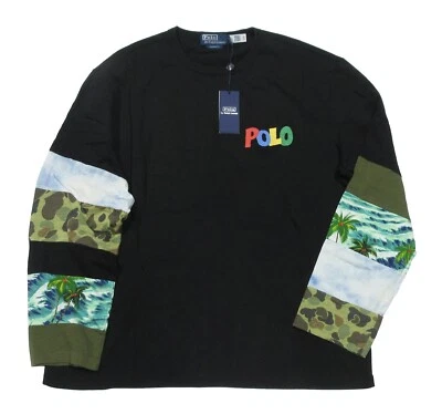 Polo Ralph Lauren Men's Black Multi Classic Fit Crew-Neck Long Sleeve Shirt $198 - Image 1 of 3