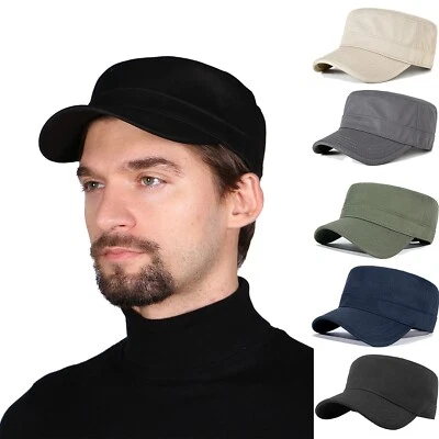 FREEBIRD99 Unisex Cotton Adjustable Flat Top Army Cadet Cap Military Style Hat - Image 1 of 3