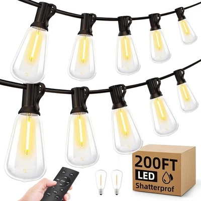 Outdoor String Lights 200Ft LED Patio Waterproof Dimmable for Backyard Party - Image 1 of 4