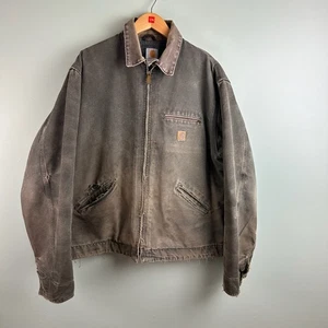 VTG Carhartt J97 MOS USA Detroit Canvas Jacket XL Tall Blanket Green Distressed - Picture 1 of 24