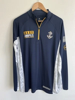 Naval Academy Navy Pullover 1/4 Zip Camo Mens Large Midshipmen Colosseum Sweater - Image 1 of 4