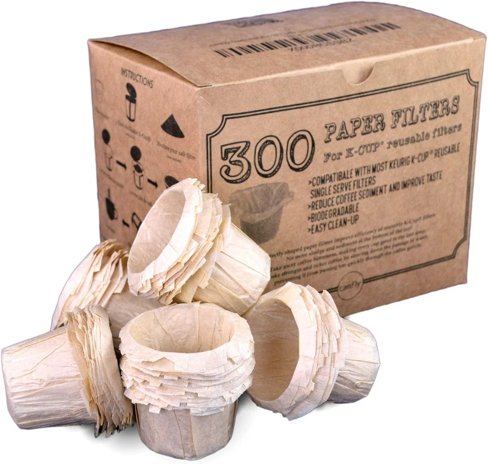 canFly Unbleached Disposable K-cup Paper Filters for Keurig 300