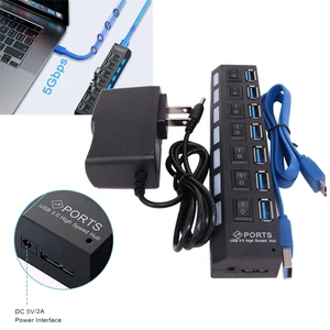 USB 3.0 7 Port Hub Splitter Adapter High Speed for Mac Desktop PC Laptop - Picture 1 of 9