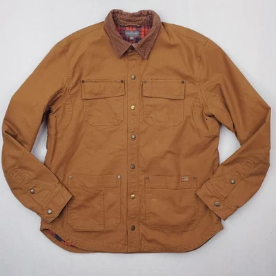 Chaqueta LL Bean Para Hombres Grande Marrón Tareas Granero Abrigo Utilitario Forrado a Cuadros Lona Foto 1 de 4
