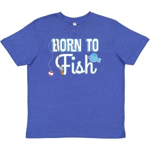 Inktastic Born To Fish Go Fishing Youth T-Shirt Fisherman Future Clothing Fly - Picture 1 of 2