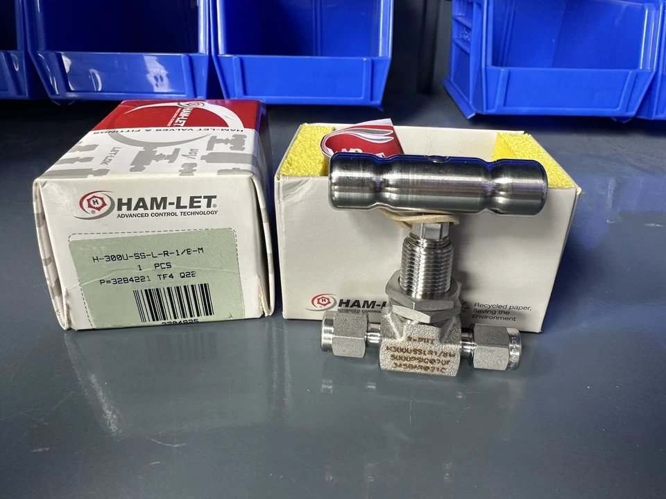 "Válvula de aguja de acero inoxidable Ham-Let H-300U-SS-L-R-1/8-M 1/8"" Let-Lok" Foto 1 de 1