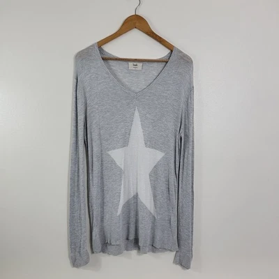 Hush Stella Star Boyfriend V Neck Jumper Grey Bamboo Medium Longsleeved A13 - Image 1 of 4