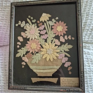 Pressed Felt Flower Art Signed And Dated 1931 June Koran Miles School Cleveland - Picture 1 of 9