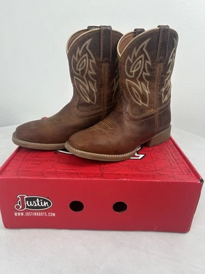 Justin Boots Canter Jr Coñac Agua Búfalo Puntera Cuadrada Vaquero Jóvenes/Niños Talla 5 D Foto 1 de 4